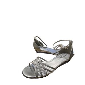 Easy Street Sling Back Strap Sandals Silver Size 10WW Sparkle